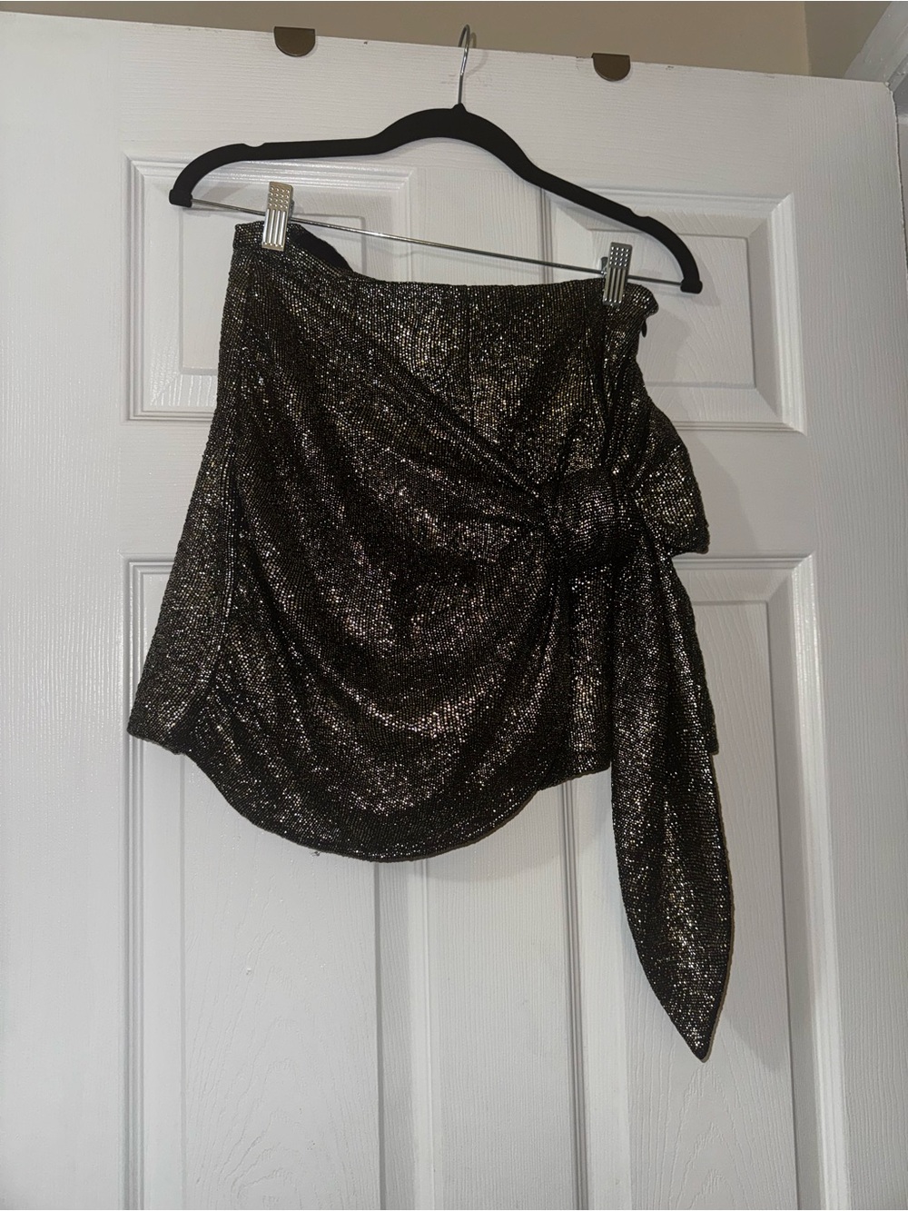 Zara Shimmery Gunmetal Asymmetrical Wrap Shorts